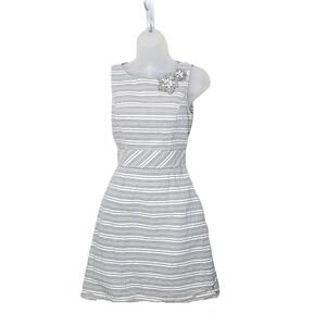 Lavender Label‎ Vera Wang Striped Dress Beaded Sleeveless Party Womens Size 2